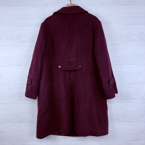 Talbots Double Breasted Wool Blend Pea Coat Plus Size 3XL Burgundy Wine Academia - Picture 7 of 16
